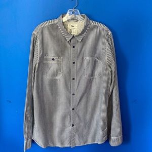 Men’s 44MM Long Sleeve Blue-White Button Down Shirt Sz L